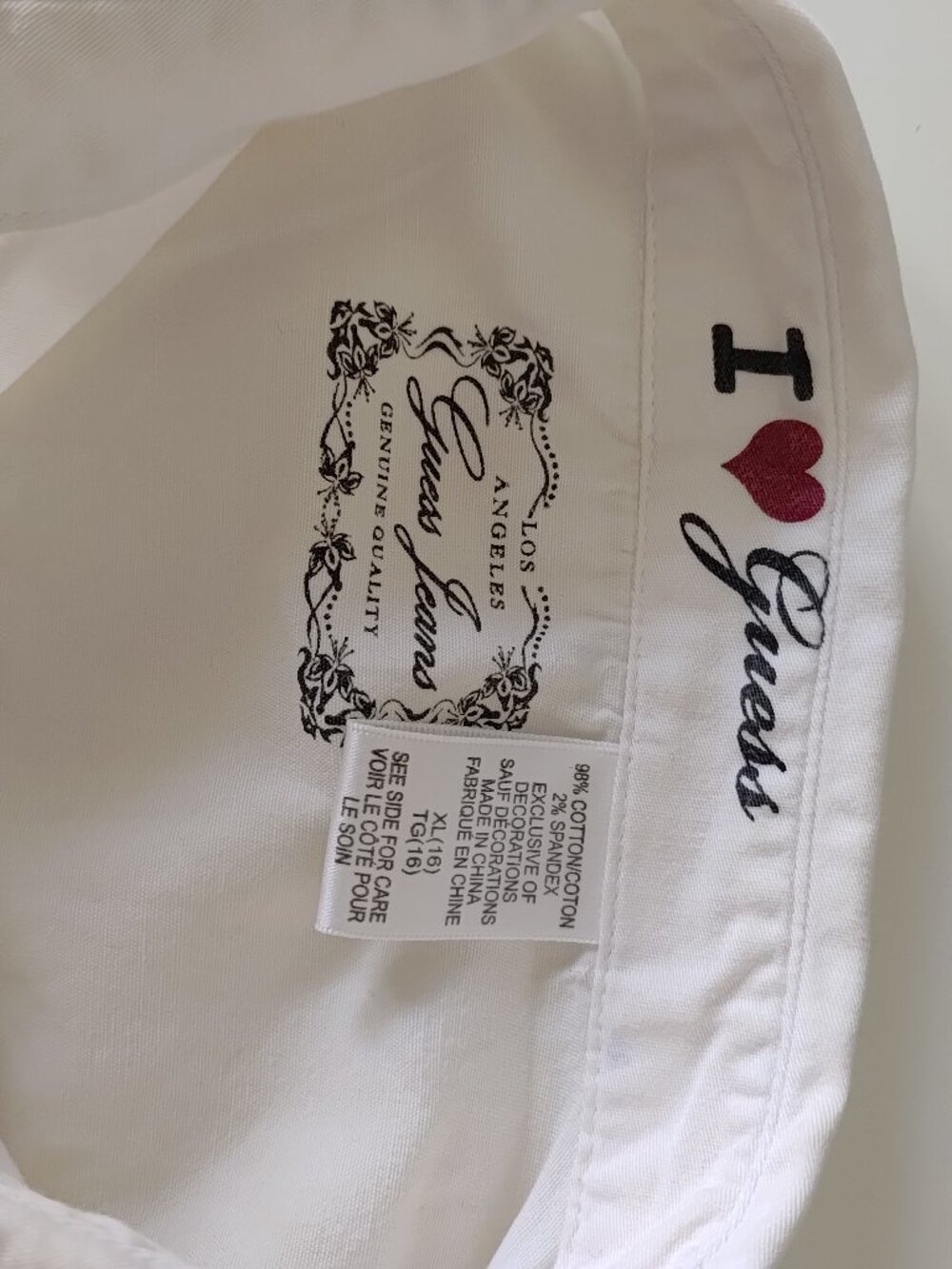 Guess Junior XL (16) Cotton White Long Sleeve Button Down Shirt - Picture 3 of 14